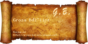 Groza Bálint névjegykártya